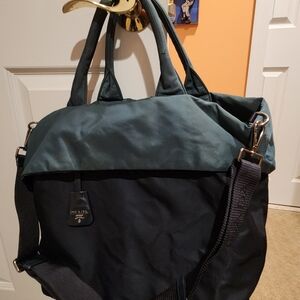 PRADA Italy Reversible Black/Green Tessuto 2 Way Crossbody Handbag